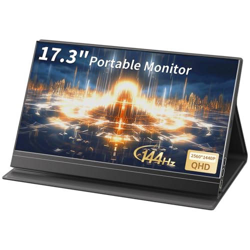 Image of 17.3'' 144hz 2.5k Portable Gaming Monitor 2560*1440 HDR IPS USB-C MINI HDMI VESA Magnetic Case,Portable Monitor for Laptop PC,Mac,Phone,Switch,PS5,Xbox