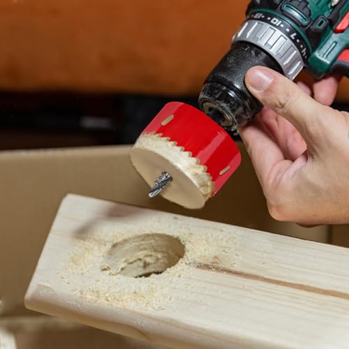 Yeepeo Lochsäge 68mm, Universal HSS M42 Bi-Metall Lochsägen, Lochkreissäge mit Sechskant-Schaft und Bohrer Lochbohrer Set Bohrkrone für Holz, Rigips, Trockenbau, Kunststoffe, 1 Stück Rot