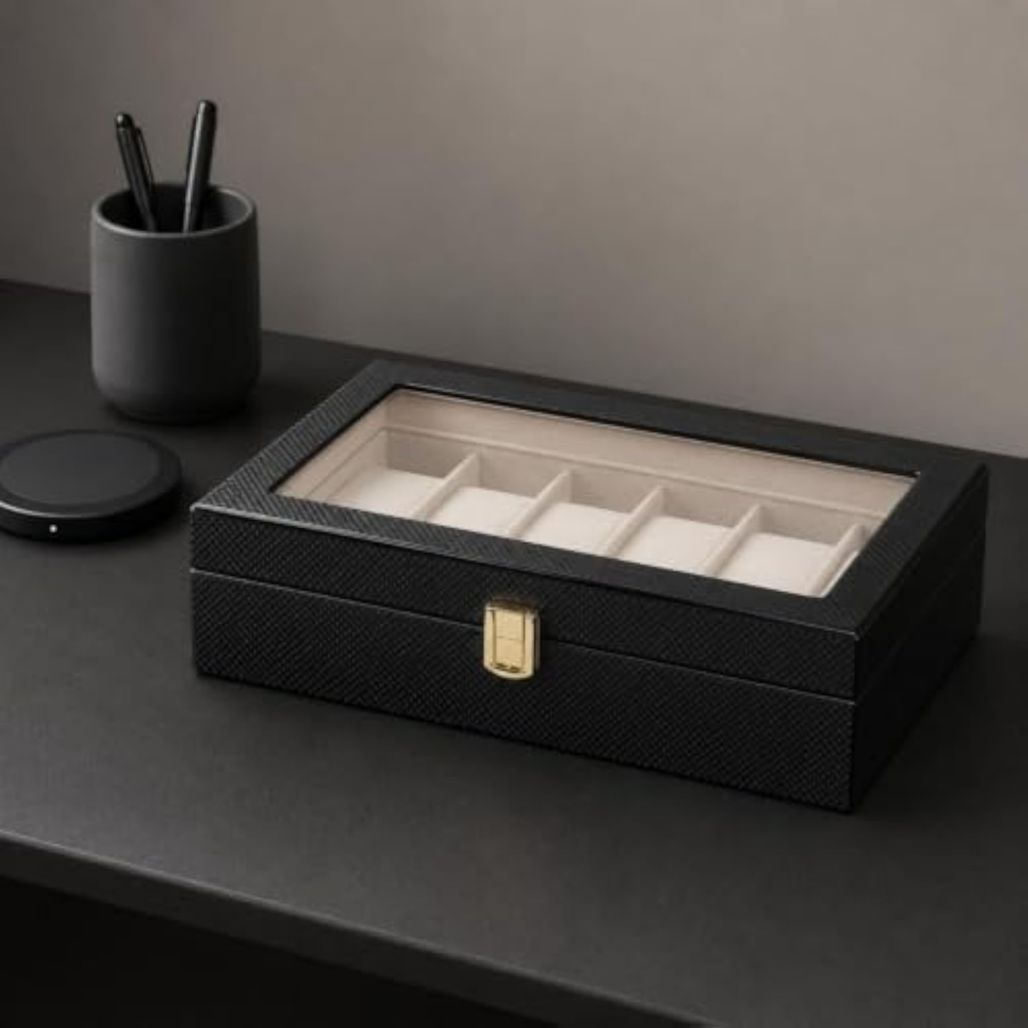 Clear Top Window Watch Display Box with 10 Slots