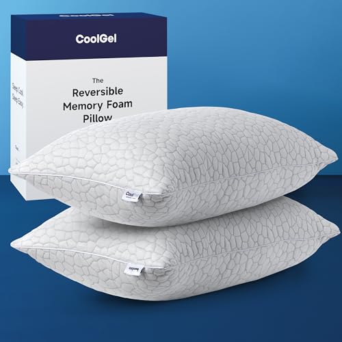 Cool Gel Cooling Pillow for Hot Sleepers - Standard Size Set of 2 Shredded Memory Foam Pillows for...