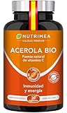 Vitamina C Natural 1000 mg de Acerola Bio | 200% VRN | Refuerza Defensas, Reduce Fatiga y Forma Colágeno | Tabletas Masticables Veganas | Sin Gluten ni Lactosa | Fabricado en Francia