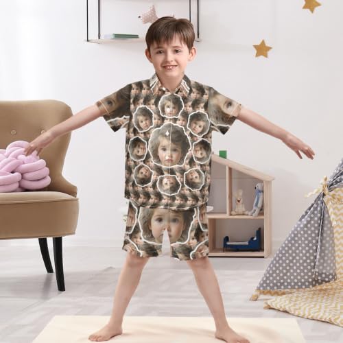 Image of 3T Toddler Boy Shorts Set Teal Hawaiian Button Down Shirts Summer Outfits for Little Boy
