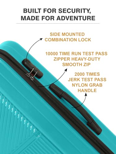 Image of Teakwood Set of 2 8 Wheels Trolley Bag, Hard Cabin with Zipper Closure, Adjustable Push Button & Cross Side Strap, Number Lock System 360 Degree (Set of 2, Aqua Green)
