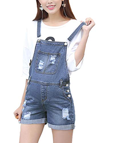 LIREROJE Women Soft Denim Maternity Bib Overalls Pregnancy Jeans Romper Shortalls Adjustable Jumpsuit Fit Belly Pants L