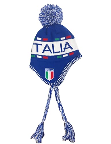 Kid's Italy Winter Hat, Knit Beanie Snow Winter Hat Ski Cap with Pom, Boy's Italia Hat with Ear Flaps3