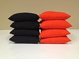 8 Official Size ACA Regulation Cornhole Baggo Bean Bags Set (4 ORANGE, 4 BLACK) ~ MADE IN THE USA ~ HIGHEST QUALITY