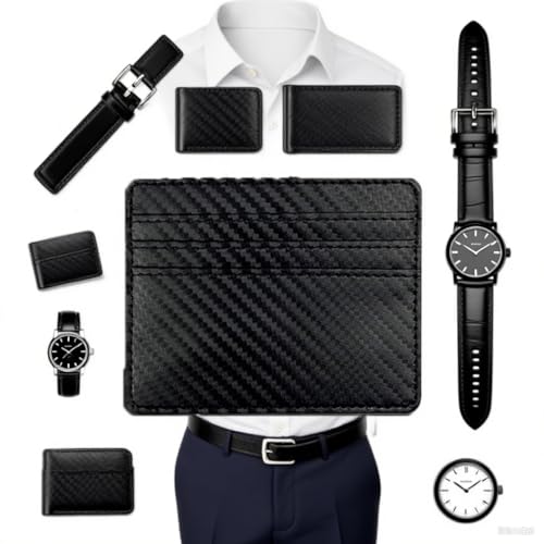 DuskDrapes Ultra Slim Card Holder - Black Carbon Fiber Minimalist Wallet | RFID Blocking | Credit Card Holder4