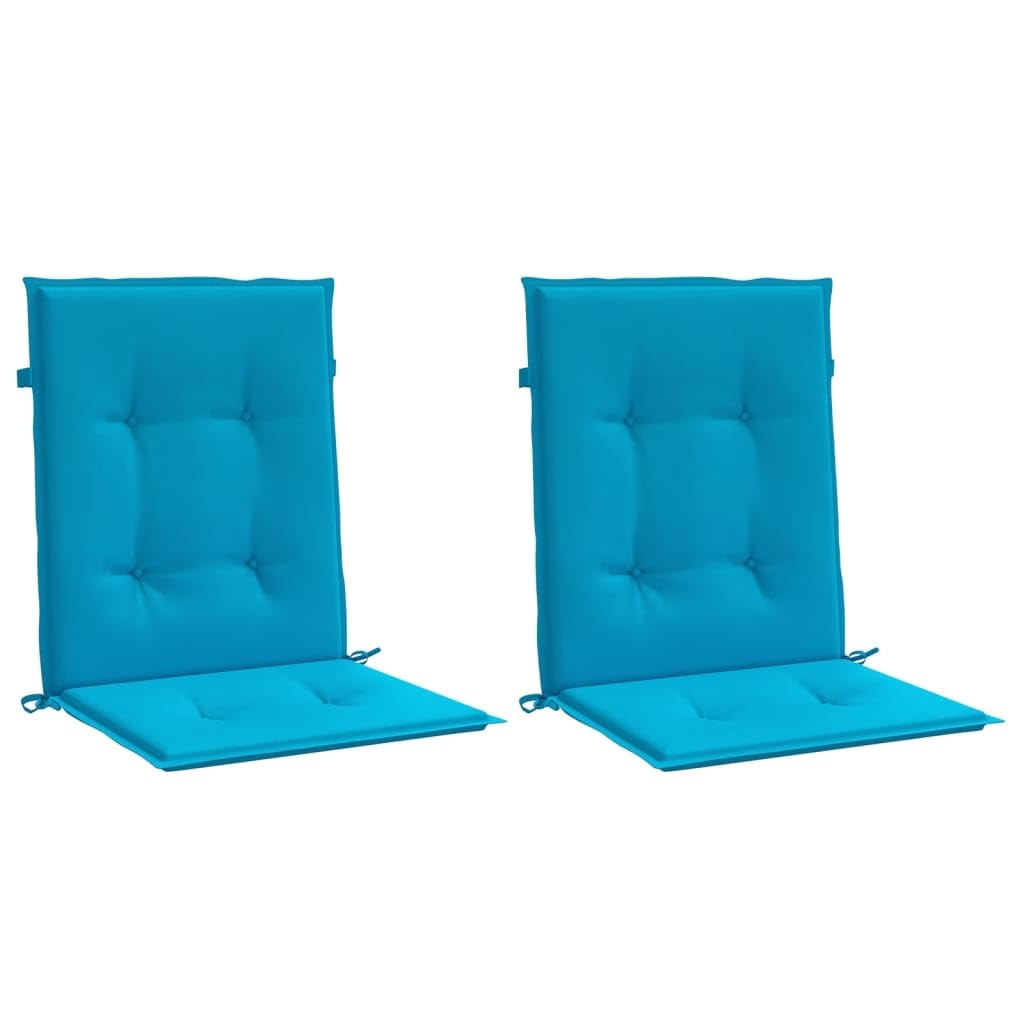 2er Set Gartenstuhlauflagen Niedriglehner 100x50x3cm Blau - Bequeme Stuhlkissen mit Haltebändern und Rückengurt - Sitzauflagen für Gartenstühle und Terrasse
