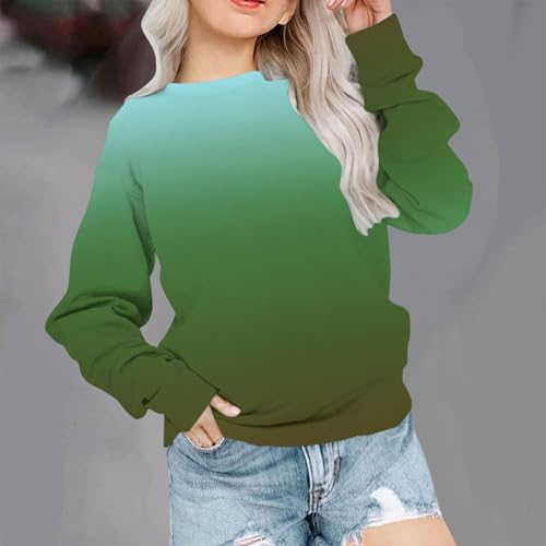Girls Oversized Crewneck Sweatshirts Long Sleeve Gradient Shirts Casual Pullover Tops Teen Preppy Clothes 1-12T2
