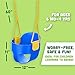 Deluxe High Back Full Bucket Toddler Swing with Exclusive Chain & Triangle Dip Pinch Protection and Carabiners for Easy Install - Blue - Squirrel Products
