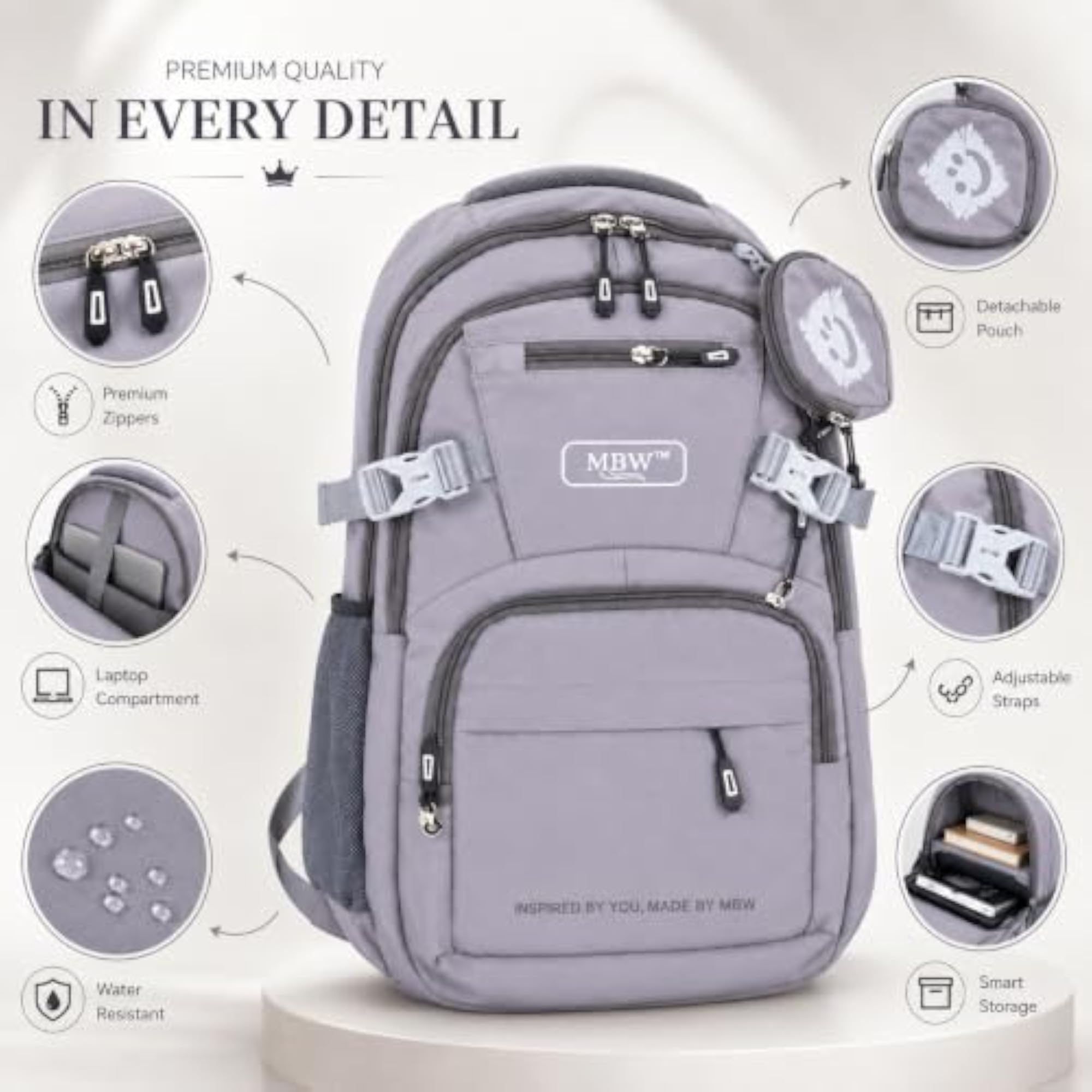 Korean Double Clip Design Water Resistant School Bag for Kids
