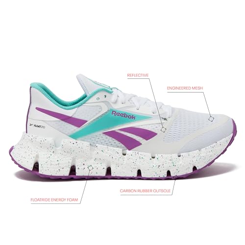 Reebok Floatzig Running Shoes for Men, FTWR White/Ai Aqua/Purple Rave, 11.5
