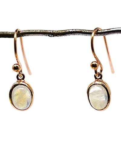 Boucles d'oreilles pierre de lune en argent 925 véritable et finitions or rose