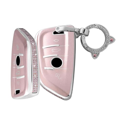Coque clé BMW TPU rose contre rayures et chocs télécommande