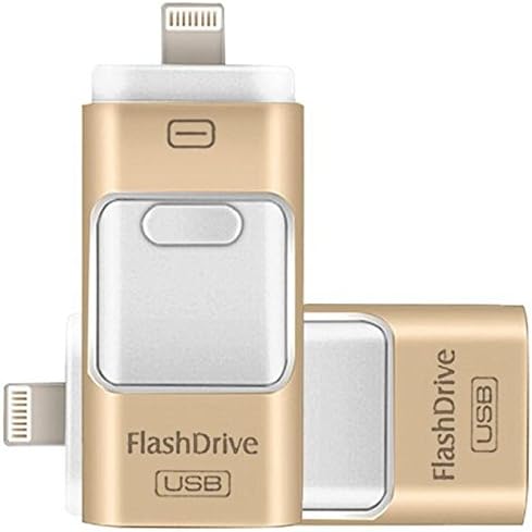 USB Flash Drives for iPhone 128GB Pen-Drive Memory Storage, Jump Drive Lightning Memory Stick External Storage, Memory Expansion for Apple IOS Android Computers (Gold)