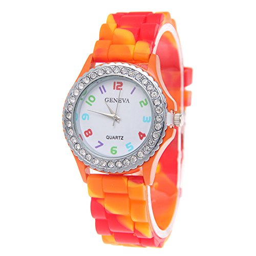 CdyBox Wholesale Watch 5 Pack Rhinestone Colorful Silicon Jelly Wristwatches for Women Girls Gift Set