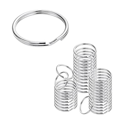 CORTNEY 100 Pack Small Keyring Rings Hoops, 15mm /0.6 Inch Silver Round Metal Split Rings for Home Keys Organization and DIY Craft Making Cover