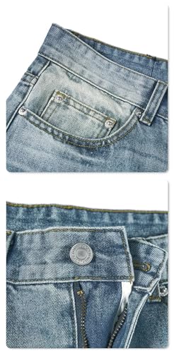 Men's Retro Light Color Straight Loose Casual Washed Skinny Jeans3