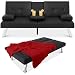 Best Choice Products Faux Leather Modern Convertible Folding Futon Sofa Bed Recliner Couch w/Metal Legs, 2 Cup Holders, Black