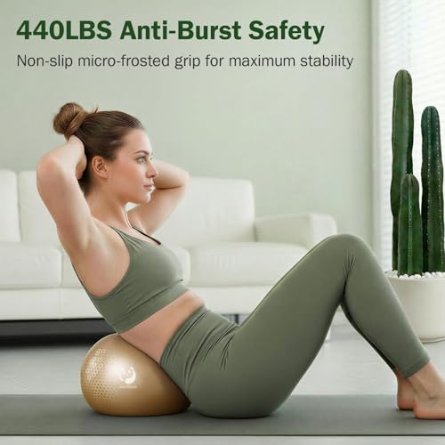 Image of Slim Panda Pilates Ball, 9 Inch Small Exercise Ball, Anti Burst Mini Yoga Ball for Stability, Workout, Barre, Core Strength, Physical Therapy, Balance, Stretching