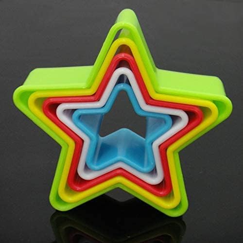 Plastic Cookie Cutter Multicolor Star Shaped for Cutting Cake Mold, Cake Fondant, Biscuit Fondant, DIY Cake Kitchen Baking Cooking Tools (5 Piece Set)
