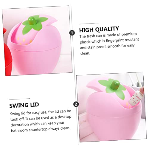 Mini caneca de basura rectangular con tapa rosa miniatura 3