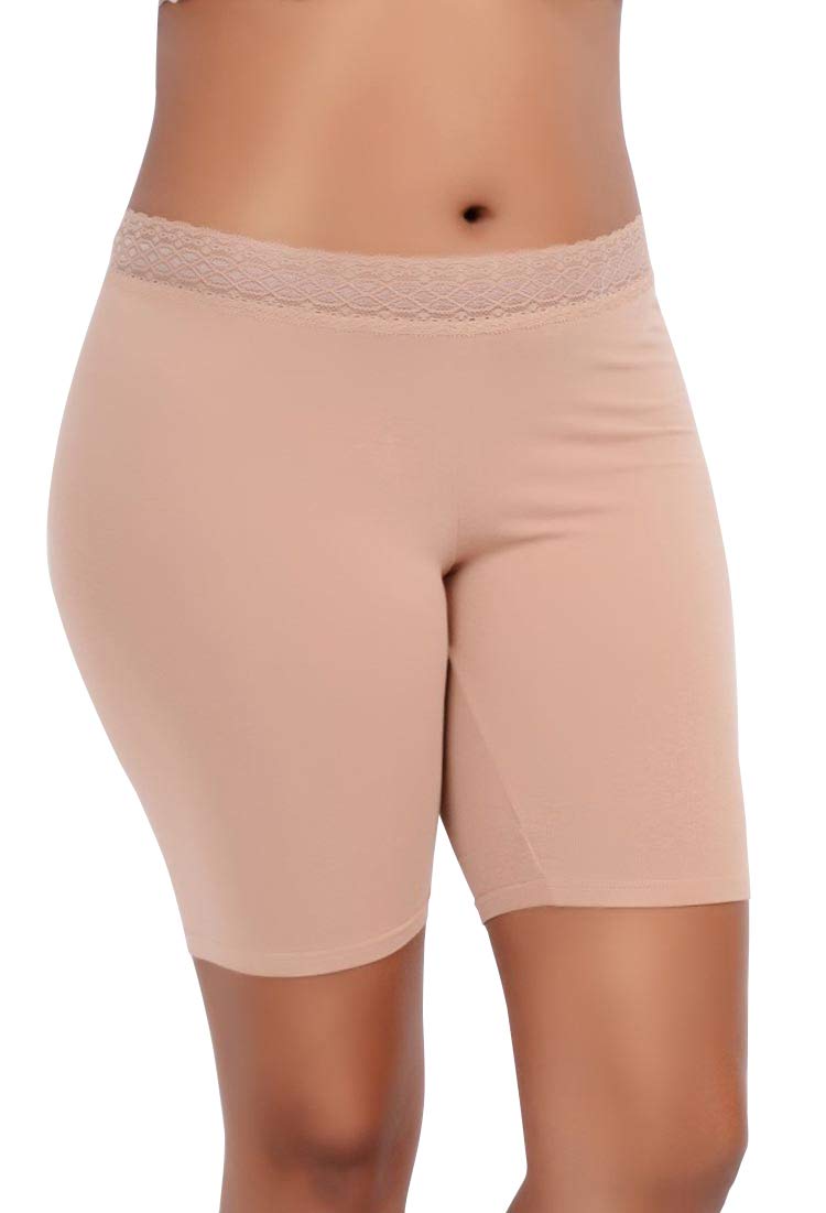 Q-T Intimates Women's Thigh Slimmer Shapewear - Under it All Long Leg Shaper - Mocha, 2X