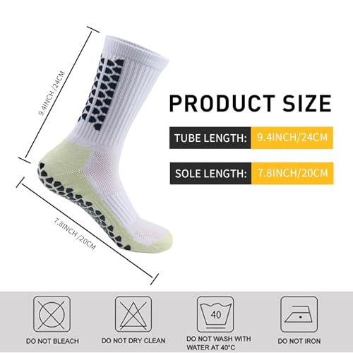 8 Pairs Men's Grip Soccer Socks Non-Slip Football Basketball Socks with Anti Slip Grip Pads3