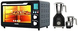Philips HD6975/00 25-Litre Digital Oven Toaster Grill & HL7756/00 Mixer Grinder, 750W, 3 Jars (Black)