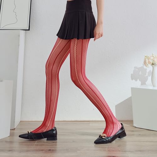 Image of Sahabowi Fishnet Pantyhose For Women Sheer High Waist Tights Control Top Mesh Stockings, Pantyhose12
