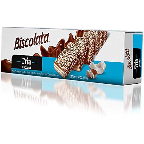 Biscolata tria Chocolate Wafer Wth Coconut Filling, 3.53 oz Cover