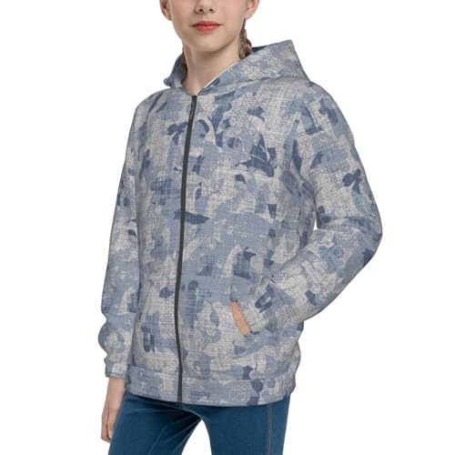 Geometric Optical Small Squares Kid Hoodies Boys Zip Up Sweatshirts Girls Pullover with Pocket - Main Image