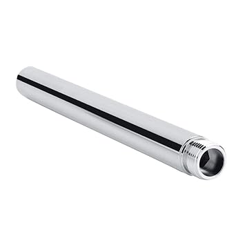 Hand Shower Extension Tube Stainless Steel Metal Extension Tube Pipe Bathroom Shower Accessories with Chrome Plating, 8 inch, Round 201