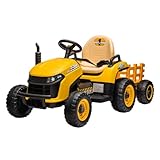 Trator Elétrico Infantil Com Controle 2 Marchas Maxi Toys (Amarelo)