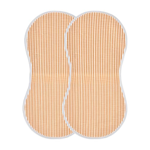Muslin Baby Burp Cloths, Orange White Stripes Cotton Soft Burp Cloths for Newborns​​, Extra Absorbent Burp Cloths 1-Pack​​, 22 x 11 Inch2