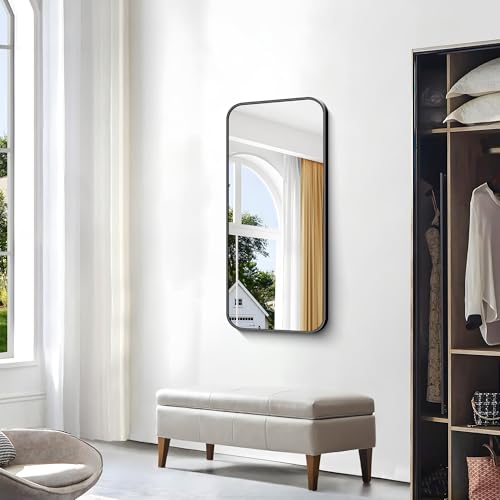 BONEWEI 20x40 inch Bathroom Mirror,Black Rectangle Mirror,Wall Mounted Bathroom Frame Vanity Mirror with Round Corner for Bedroom Living Room,Entryway Hangs Horizontal or Vertical by BONEWEI - Image 8
