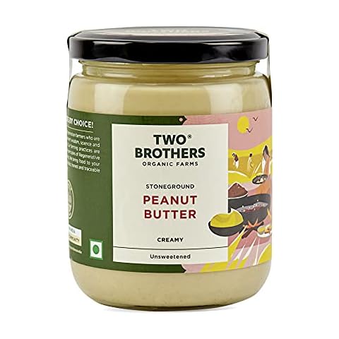 Two Brothers Organic Farms Amorearth Peanut Butter, Creamy Plain, Stoneground 500 GMS Cover