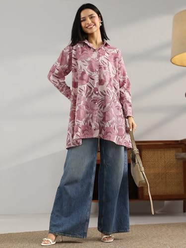 Image of Libas Printed Cotton A Line Kurti Suit