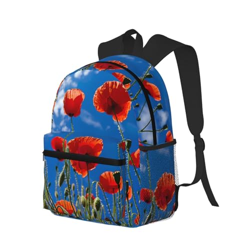 Sac à dos imprimé coquelicots ciel bleu noir One Size pour tous