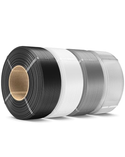 Image of SUNLU 4KG PLA Plus Filament Refill 1.75mm, 1000g PLA+ Filament Bundle 4 Packs, 3D Printer Filament Refill for Reusable Spools, Fit for Most Brand Spool. 1KG /Roll, Black+White+Grey+Transparent