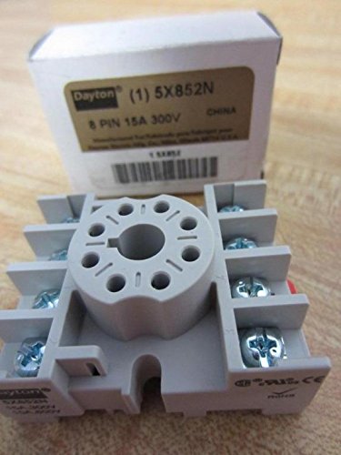 Dayton5X852 Relay Socket, Standard, Octal, 8 Pin, 15A