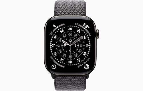 Image of Apple Watch Series 11 [GPS + Cellular, 46mm] Slate Titanium Case with Dark Gray Sport Loop Band, One Size (Renewed)