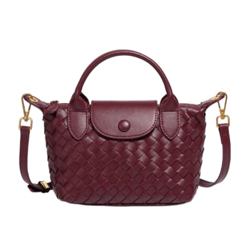 JIABAOZ Mini Bolso De Mano De Cuero Trenzado De Lujo Para Mujer Con Asa Superior De Tamaño Pequeño, A La Moda, Viajes, Diario,bolsa De Noche (burdeos)