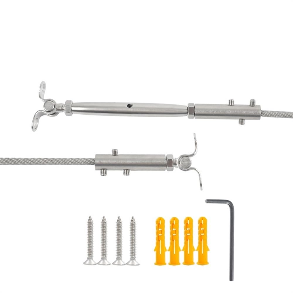 Morsetti Per Fune 20 Set Ringhiera for cavi da ponte 6/8mm Tenditore Raccordo Ancoraggio a levetta con vite a brugola esagonale Bulloni Fune metallica Scala Morsetti Per I Cavi(For 8mm wire)