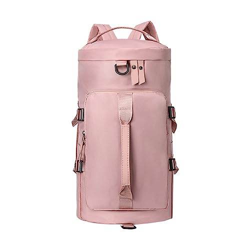 Bolsa de lona deportiva para escuela y hombre, con compartimento para zapatos y bolsillo, para yoga, viajes, natación, camping, ligera, compatible con máquinas con ruedas, Pink, Talla única