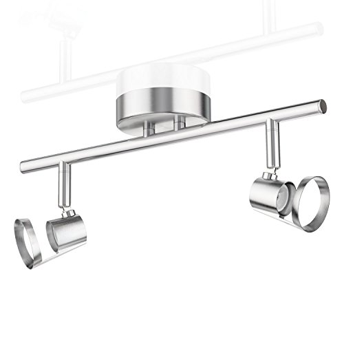 ledscom.de Plafoniera LEONIS, 2 luci, acciaio inox opaco, 2x GU10 max. 25W, faretto a soffitto, lampada a soffitto, girevole, orientabile, faretto a soffitto, multi-fiamma, 2 fiamme, faretto a