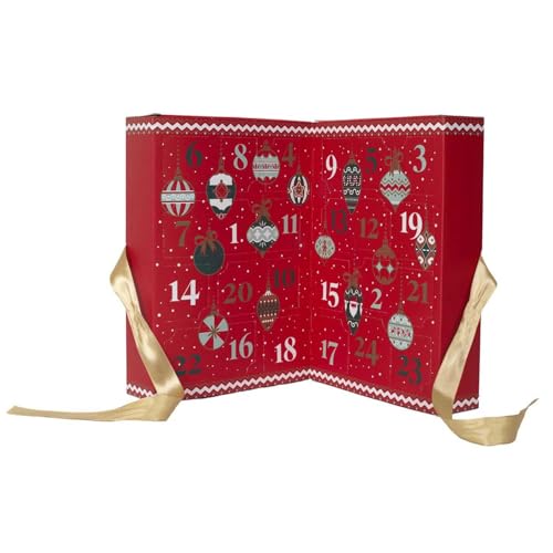 HOME DECO FACTORY, BO0093 - Calendario de Adviento con 24 Velas aromáticas, diseño Tradicional y Festivo, Ideal para Crear un Ambiente cálido, 24 Velas, Color Rojo