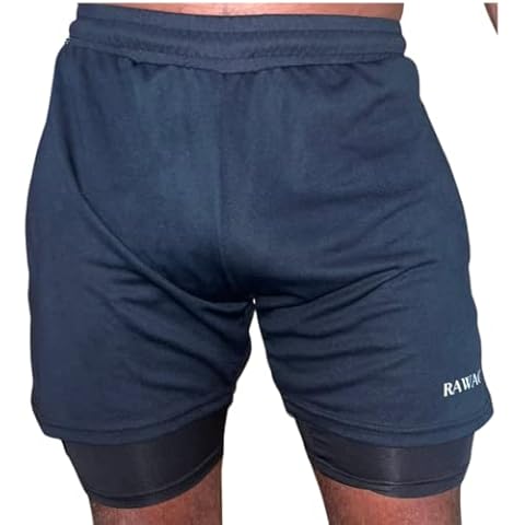 Rawage Mens Running Gym 2 in 1 Sports Shorts Breathable Outdoor Workout Training Shorts with Pockets (as8, Alpha, one_Size, Regular, Regular, Black, XXLarge, Regular) Cover
