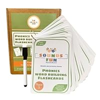 Phase 3 Word Building Phonics Flashcards, Wipeable A6 Educational cards for Children Ages 4+, Laminated with Binder Ring & Pen, Dotted Font & Word Building Frames, Home & School, Sounds Fun Resources