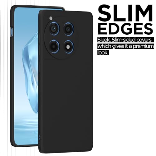 Image of Outlouders Back Cover for OnePlus 12R 5G | Camera Protection | Durable Soft Matte Silicone Bumper Case (Black)